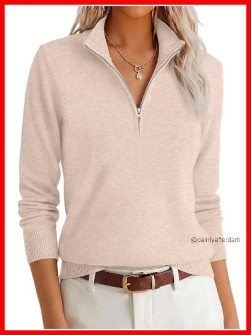 ANRABESS Quarter Zip Pullover Sweater Long Sleeve Fall Layer